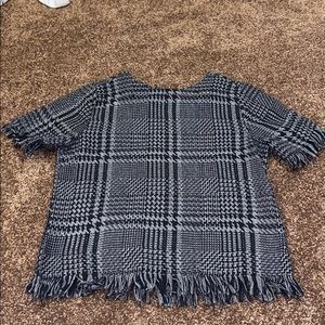 Black and grey large plaid printed top